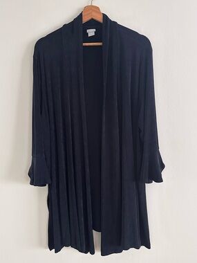 Chico’s travelers slinky stretchy jersey knit longline navy cardigan  XXL